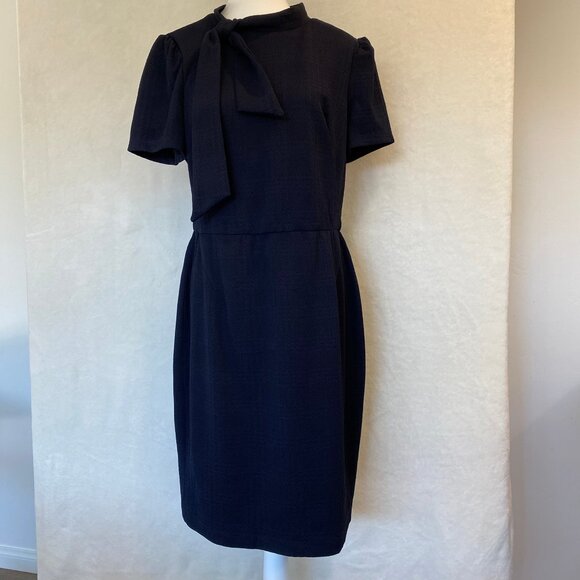 Margo Midi Short Sleeve Dress Navy Blue with Necktie. Size 14 - Picture 2 of 7